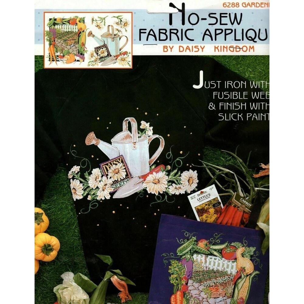 Vintage 90s Daisy Kingdom No Sew Applique Patterns 6288 Gardening
